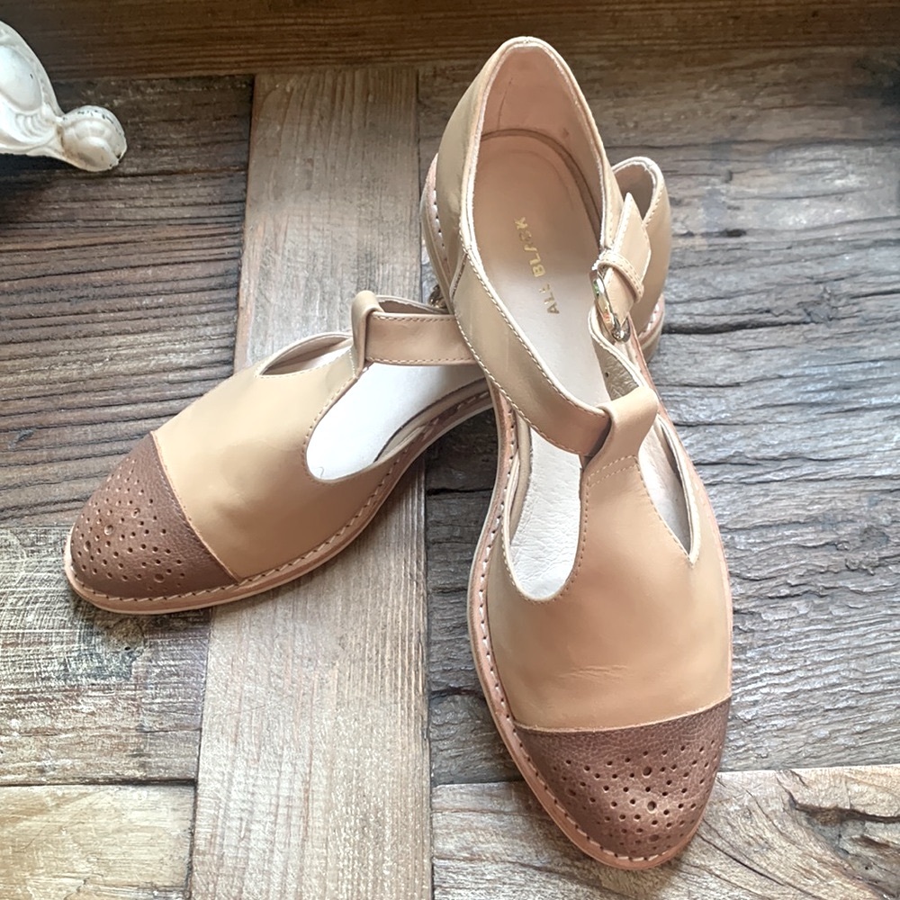 Anthropologie All Black Oxford Style Sandal Cutout with toe cap